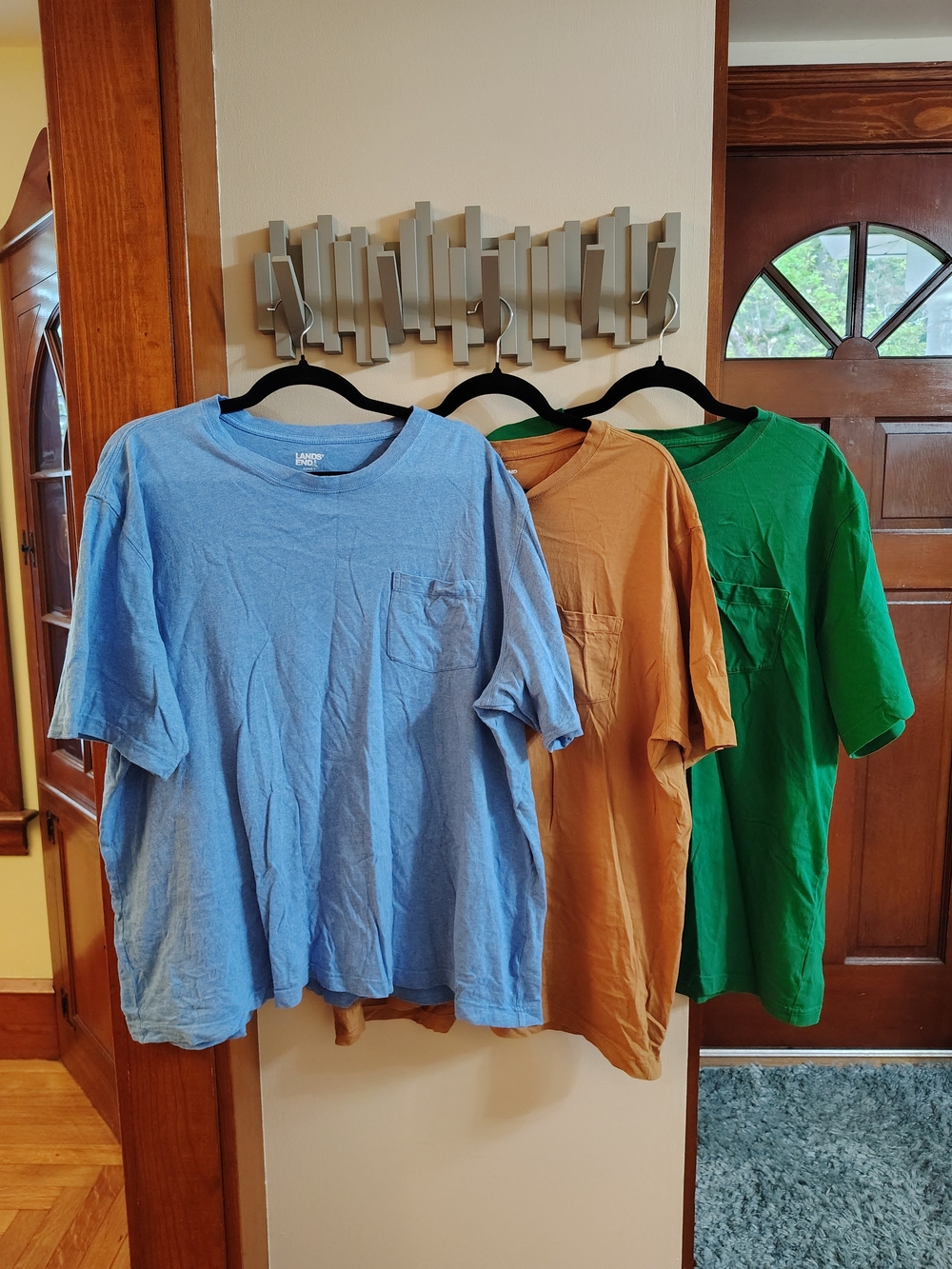 Lands' End Short-Sleeve Pocket Tee Trio — Light Blue, Tan, Green